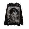 Y2K OverSized Knitted Sweater - Black Gothic Grunge