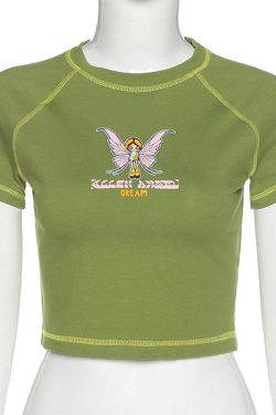 Y2K Pastel Goth Crop Tops - Baby Tee Fashion T-Shirts