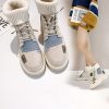 Y2K Patchwork Canvas High Top Winter Ankle Boots for Women