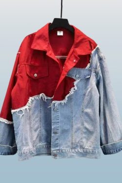 Y2K Patchwork Denim Jacket Vintage Women's Streetwear