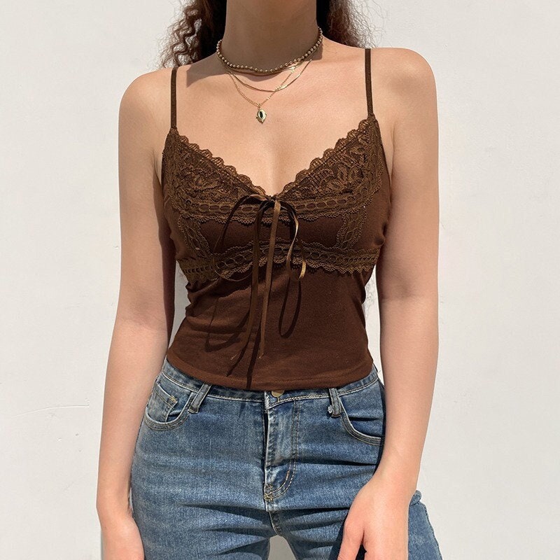 Y2K Patchwork Lace Crop Top - Trendy Fashion for Women