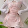 Y2K Pink Lace Patchwork Kawaii Sleeveless Dress