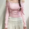 Y2K Pink Long Sleeve T-Shirt & High Waist Summer Skirt