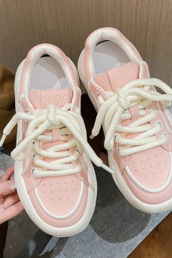 Y2K Pink Platform Sneakers - Women's Fashion Tennis Shoes
