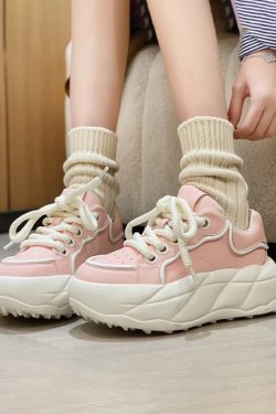 Y2K Pink Platform Sneakers - Women's Flat Tennis Shoes