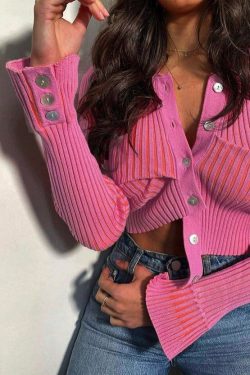 Y2K Pink Ribbed Cardigan - Trendy Fashion for Women