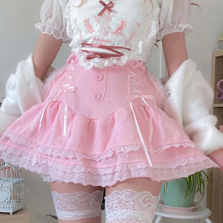 Y2K Pink Ruffle Mini Skirt (White Option Available)