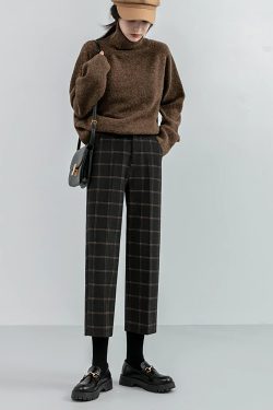 Y2K Plaid Woolen Women's Dress Pants - Fall/Winter