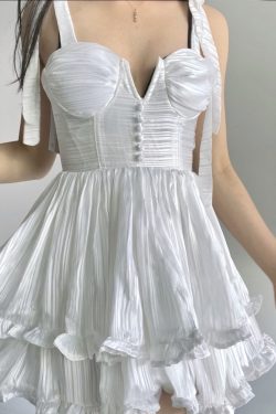 Y2K Pleated Ruffle Dress - Trendy Fashion for the Y2K Clothing Niche