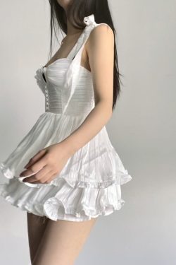 Y2K Pleated Ruffle Dress - Trendy Fashion for the Y2K Clothing Niche