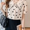 Y2K Polka Dot Sweetheart Neckline Blouse with Puffed Sleeves