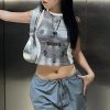 Y2K Print Slim Fit Crop Top - Trendy Fashion for Women