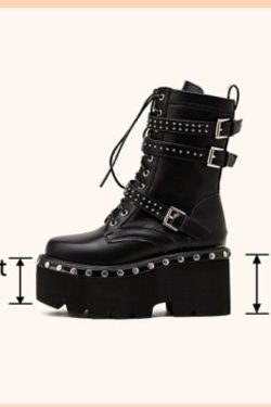 Y2K Punk Aesthetic Rivet Platform Ankle Boots
