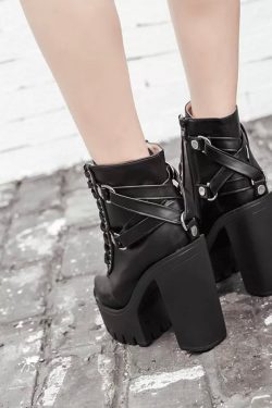 Y2K Punk Gothic High Platform Ankle Boots for Cosplay
