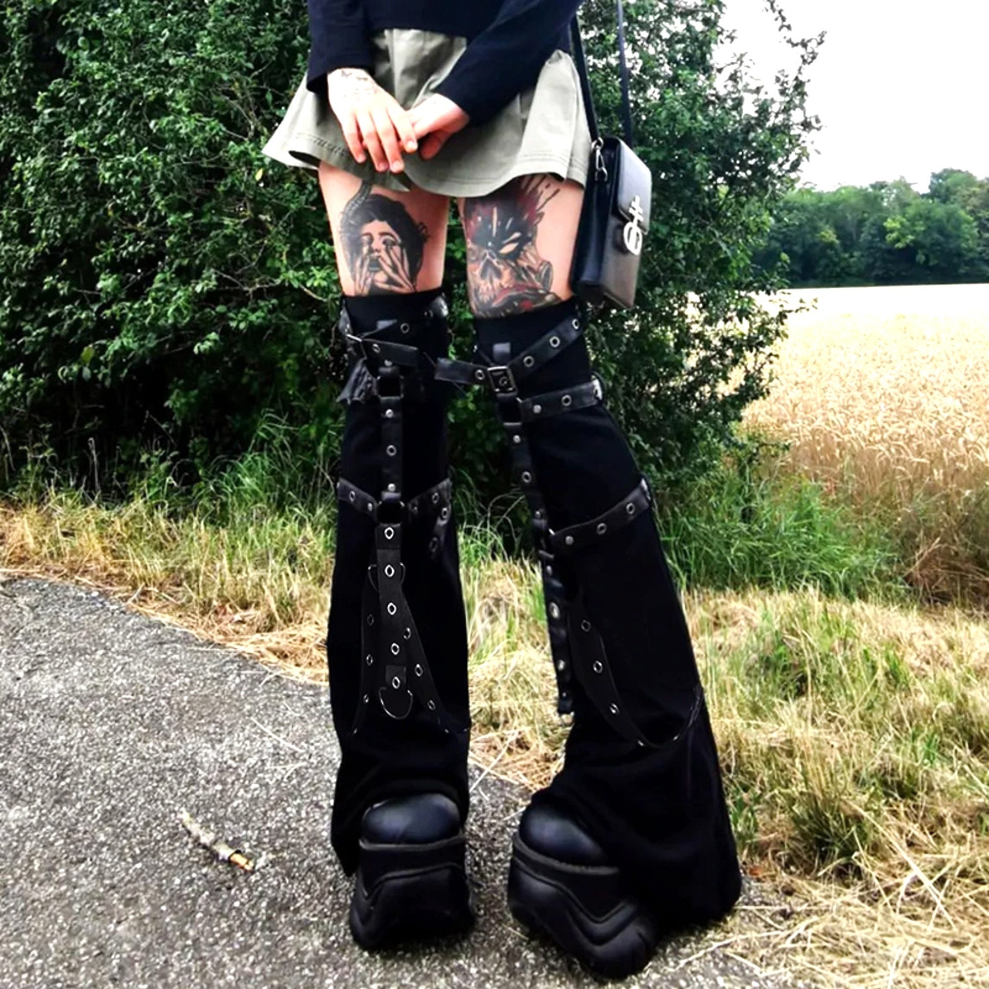 Y2K Punk Grunge Style Knee Sleeves for Fashion