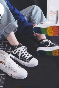 Y2K Rainbow Pride High Top Vulcanized Sneakers for Women