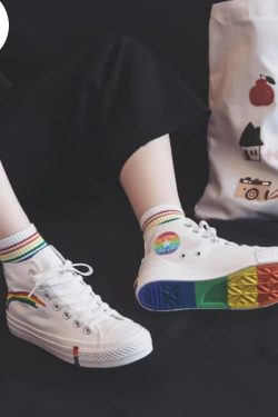 Y2K Rainbow Pride High Top Vulcanized Sneakers for Women