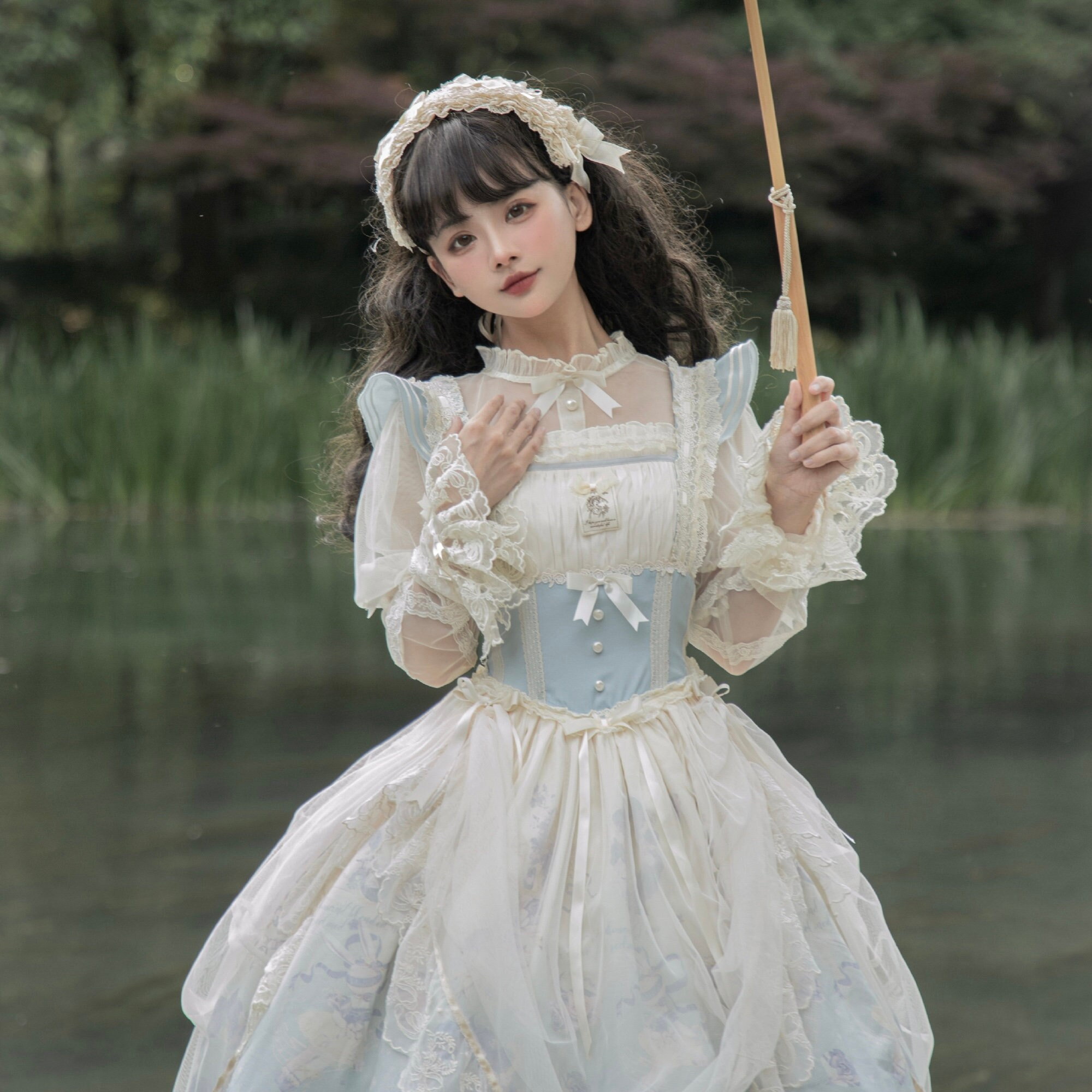 Y2K Retro Lolita Birthday Princess Dress with Flower Edge