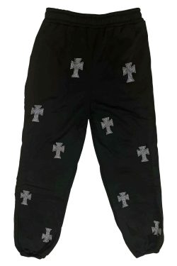 Y2K Rhinestone Cross Hoodie & Streetwear Pants Set