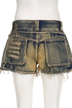 Y2K Ripped Denim Shorts High Waist Women's OverSize Jean Shorts