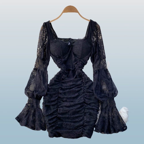Y2K Romantic Lace Bodycon Gothic Mini Dress for Women