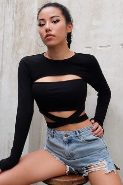 Y2K Sexy Hollow Out T-Shirt & Cami Crop Top Streetwear Set