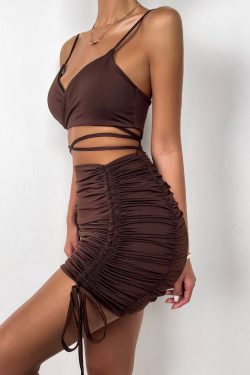 Y2K Sexy Pleated Lace Dress - European & American