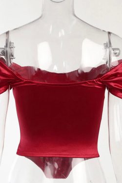 Y2K Shimmer Satin Corset Bustier Top - Elegant Party Clubwear