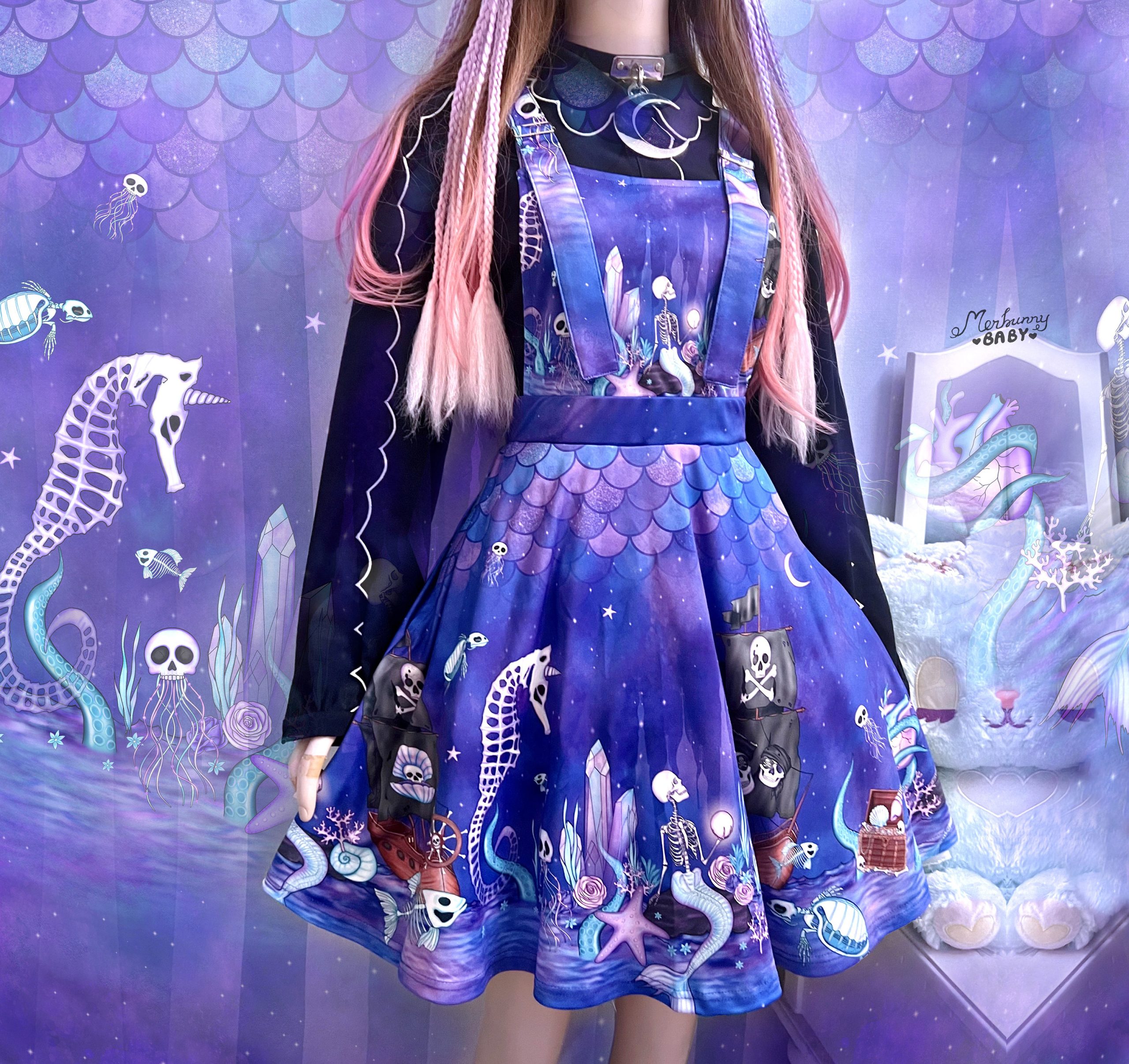 Y2K Skeleton Mermaid Harajuku Apron Dress AD4