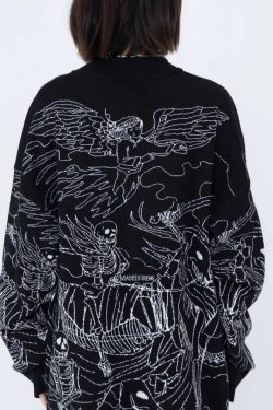 Y2K Skull Sweater - Gothic Grunge Hip Hop Streetwear