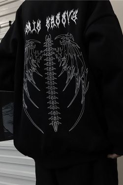 Y2K Skull Wing Hoodie - Dark Gothic Harajuku Streetwear