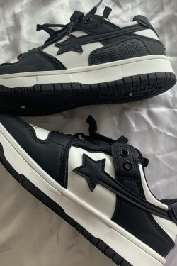 Y2K Star Platform Black Sneakers for Women & Unisex