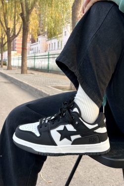 Y2K Star Platform Black Sneakers for Women & Unisex
