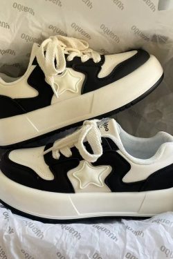 Y2K Star Platform White Sneakers - Retro Fashion Shoes