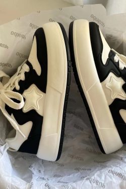 Y2K Star Platform White Sneakers - Retro Fashion Shoes