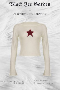 Y2K Star Sweaters - Women's Grunge Slim Jumpers