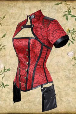 Y2K Steampunk Overbust Corset with Chains & Shawl