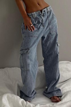 Y2K Streetwear Baggy Pants | Vintage Denim Cargo Jeans