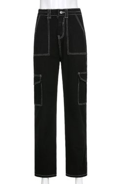 Y2K Striped Cargo Pants - Gothic Streetwear Grunge