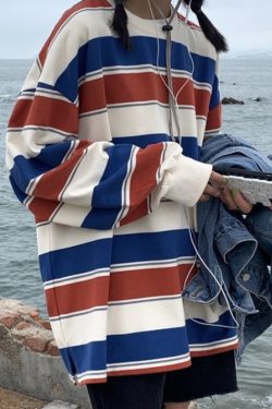 Y2K Striped Hoodie - Women's Fashion Sweatshirt