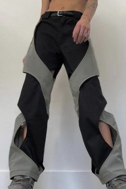 Y2K Stylish Contrast Hollow Out Baggy Cargo Pants