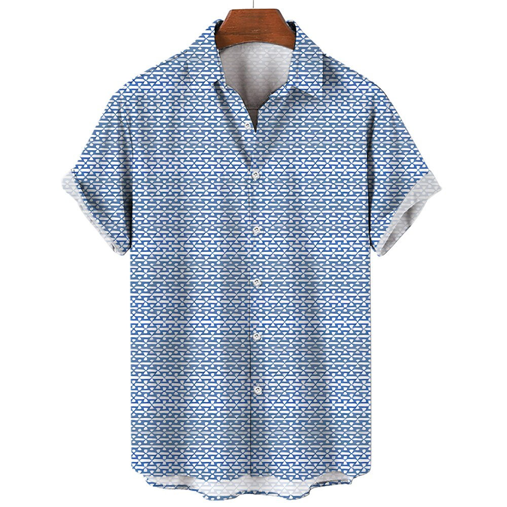 Y2K Summer Hawaiian 3D Striped Print Men's Shirt