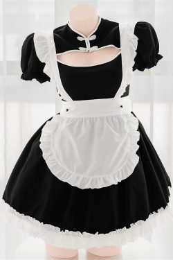 Y2K Sweet Maid Dress Costume Black French Maid Party Dress Cosplay