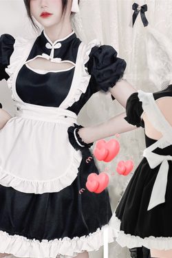 Y2K Sweet Maid Dress Costume Black French Maid Party Dress Cosplay