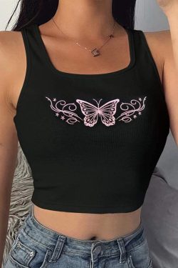 Y2K Tank Top | Teyana Butterfly | Cropped Fashion