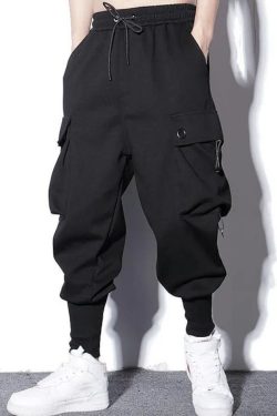 Y2K Unisex Black Cargo Jogger Pants Hip Hop Gothic Style
