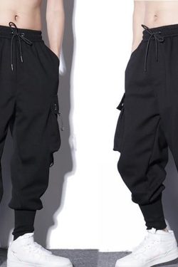 Y2K Unisex Black Cargo Jogger Pants Hip Hop Gothic Style
