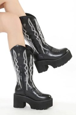 Y2K Unisex Cowboy Boot - Faux Leather Western Wear