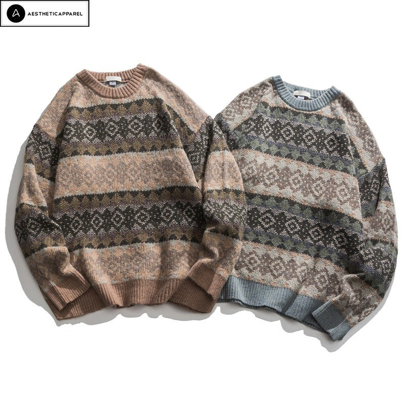 Y2K Unisex Geometry Pattern Knitted Hip Hop Sweater
