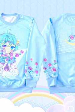 Y2K Unisex Pastel Roses Sweatshirt Fairy Kei Style